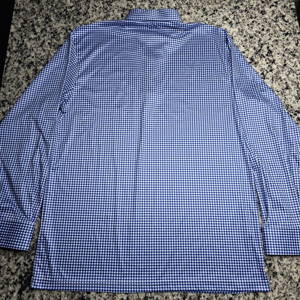 Collars & Co Blue & White Gingham Plaid Long Sleeve Dress Collar Polo L - Picture 3 of 5
